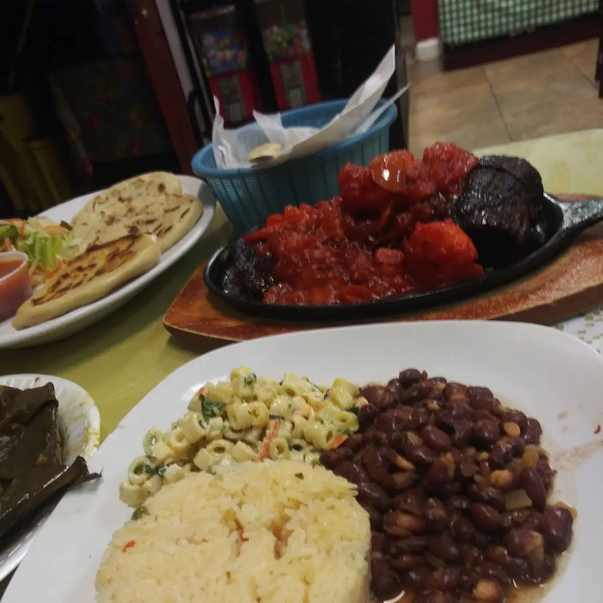 Rice Beans and Macaroni Salad