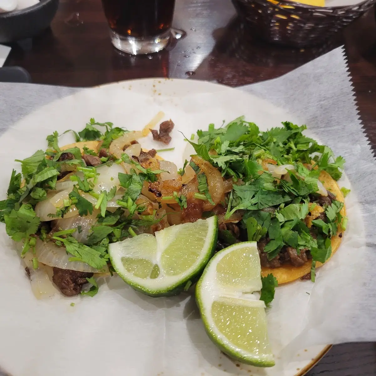 Two Carne Asada Tacos with Corn Tortillas