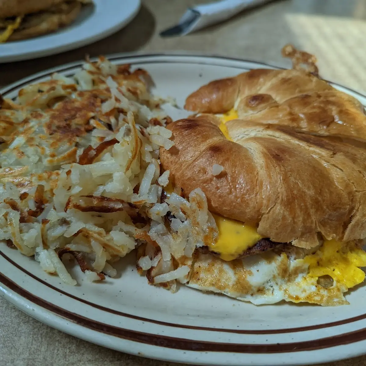 Breakfast Sandwich and Hash Browns