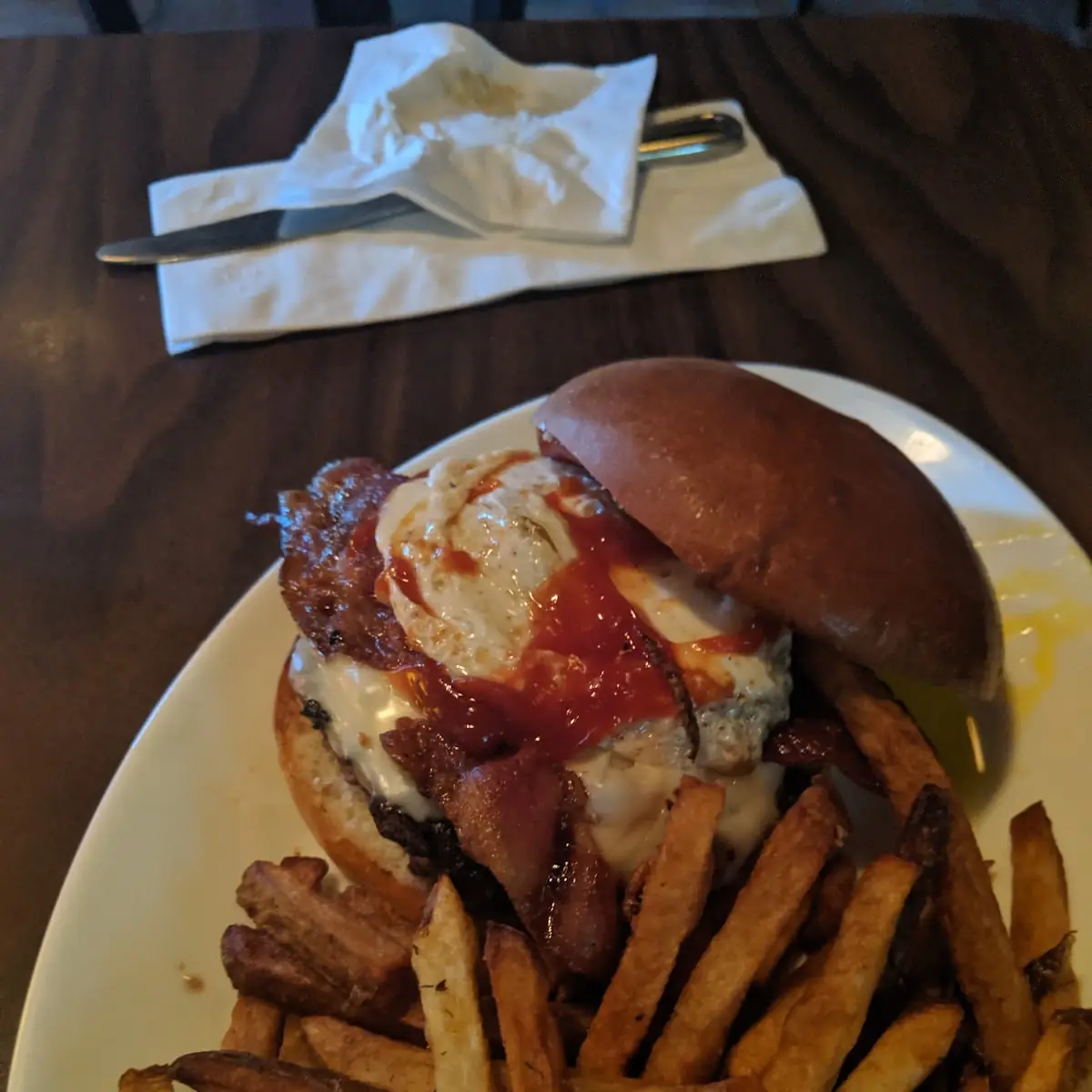 Fried Egg Bacon Cheeseburger