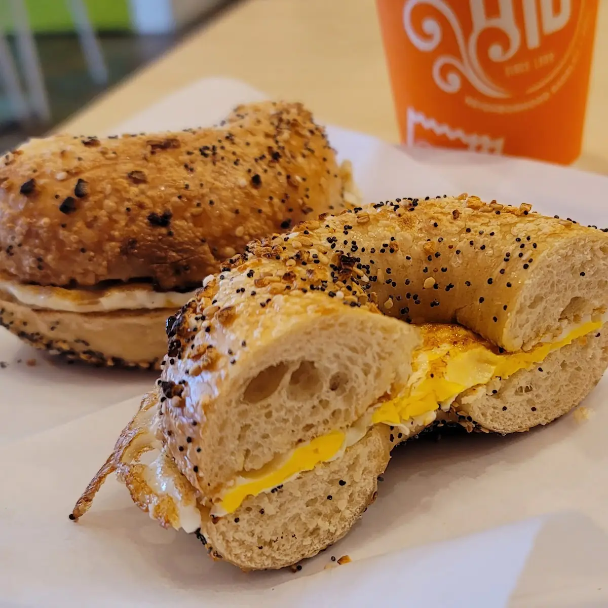 Egg and Cheese on Everything Bagel