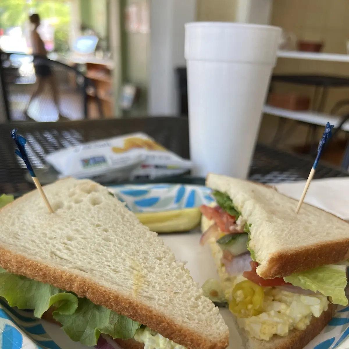 Egg Salad on White Bread with Loaded Toppings