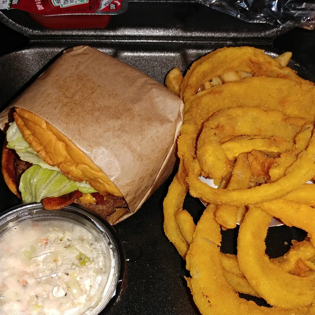 Bacon Cheeseburger Plate with Half and Half