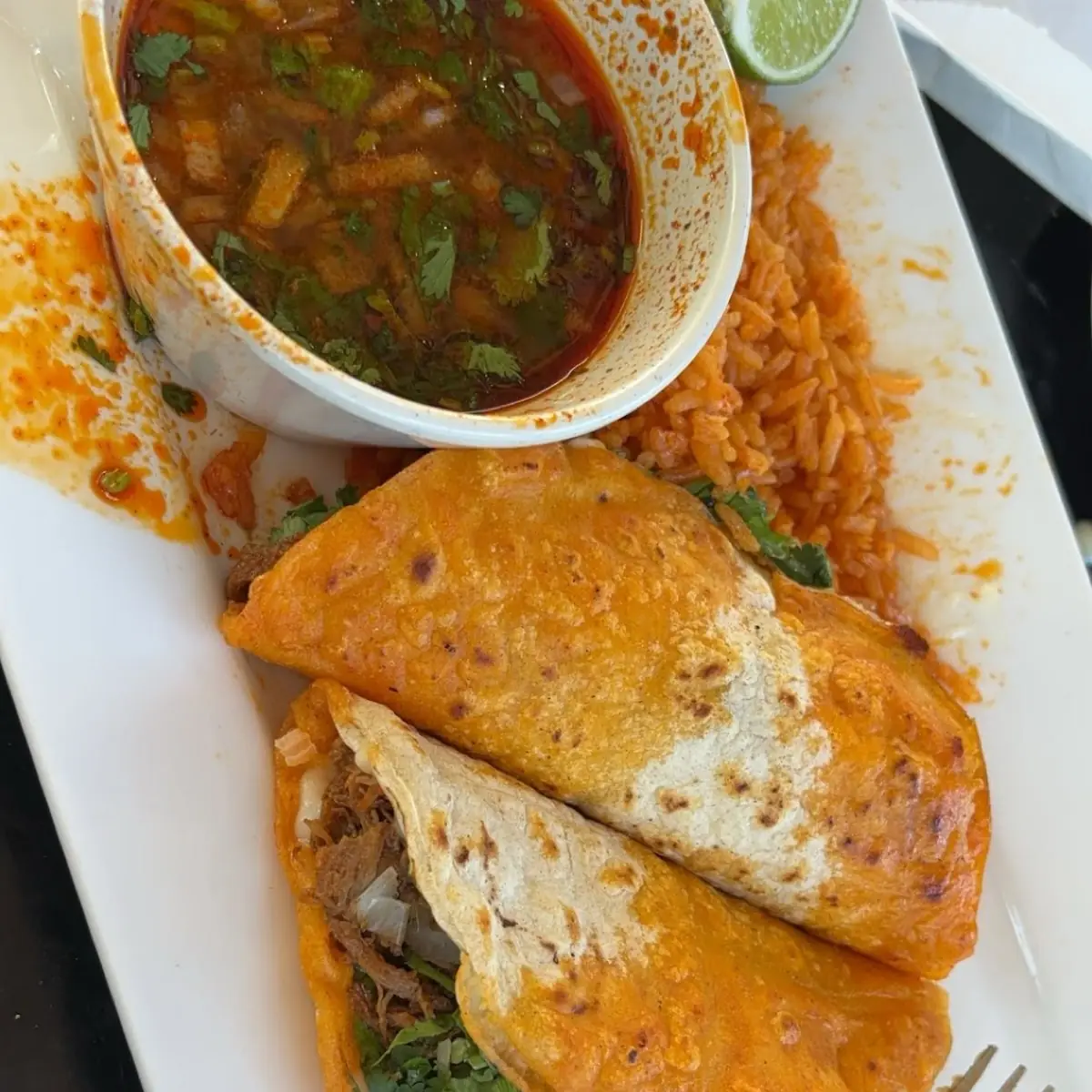 Cheese Quesadilla and Rice