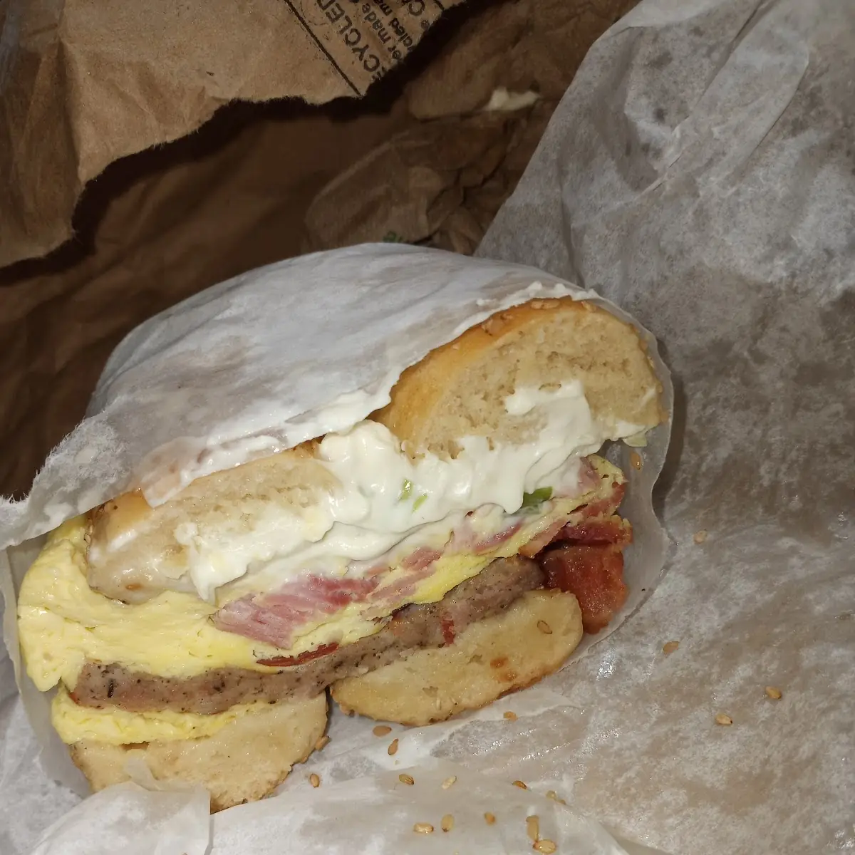 Breakfast Sandwich with Scallion Cream Cheese
