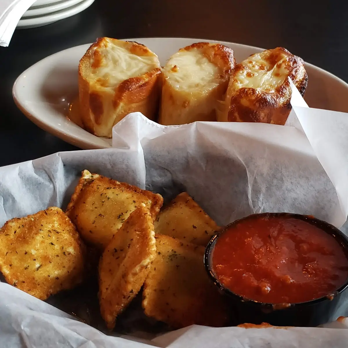 Toasted Ravioli with Garlic Cheese Bread