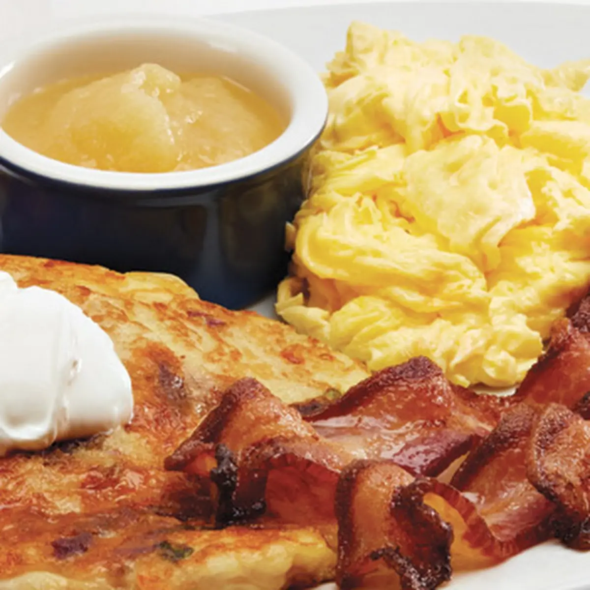 Bacon & Tillamook Potato Cakes & Eggs