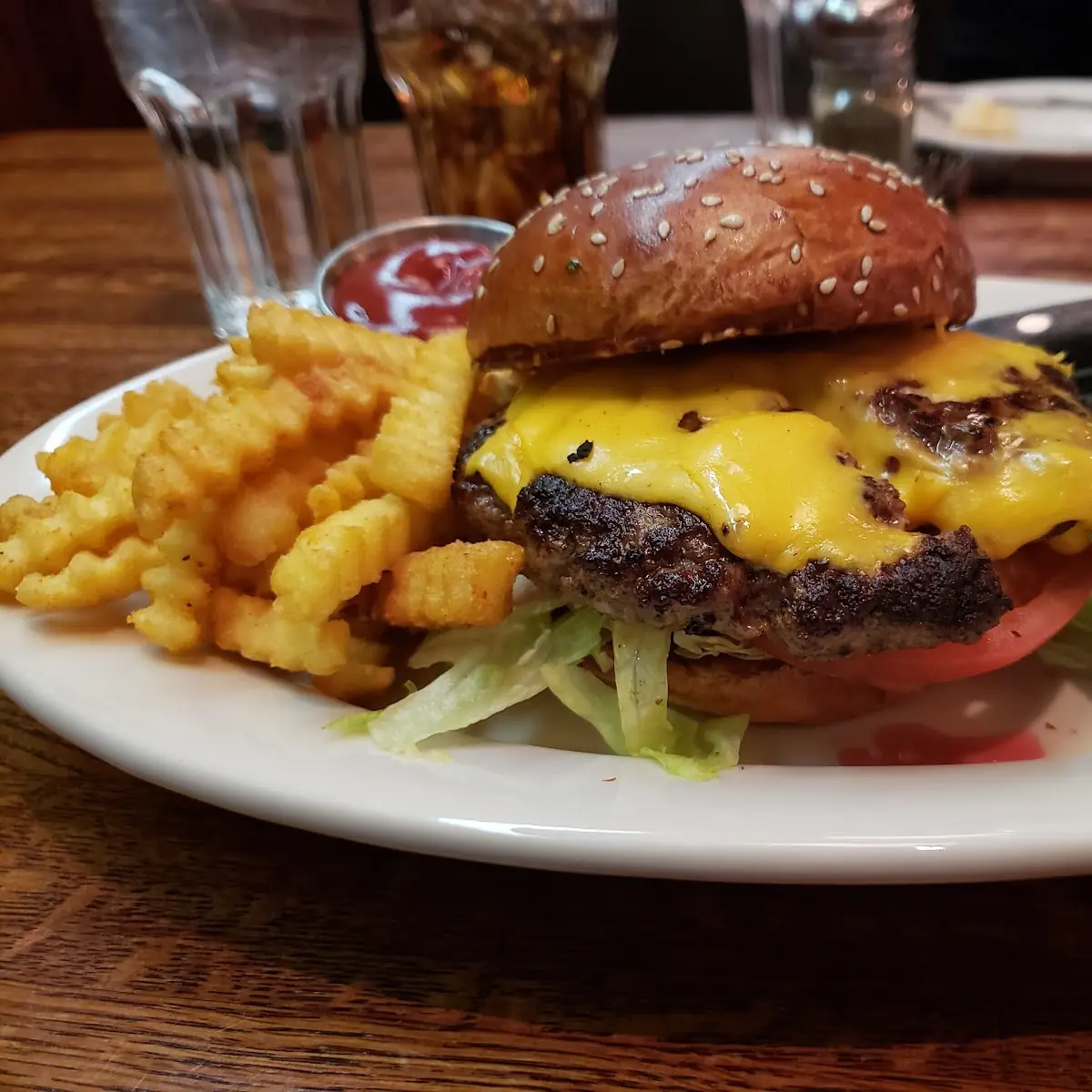 Juicy Burger with Fries and Slaw