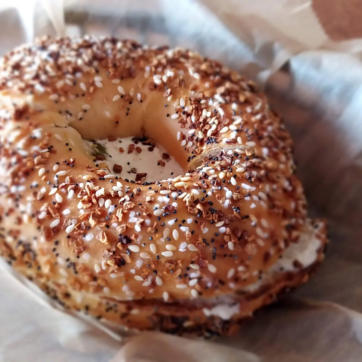 Everything Bagel with Bacon and Scallion Schmear