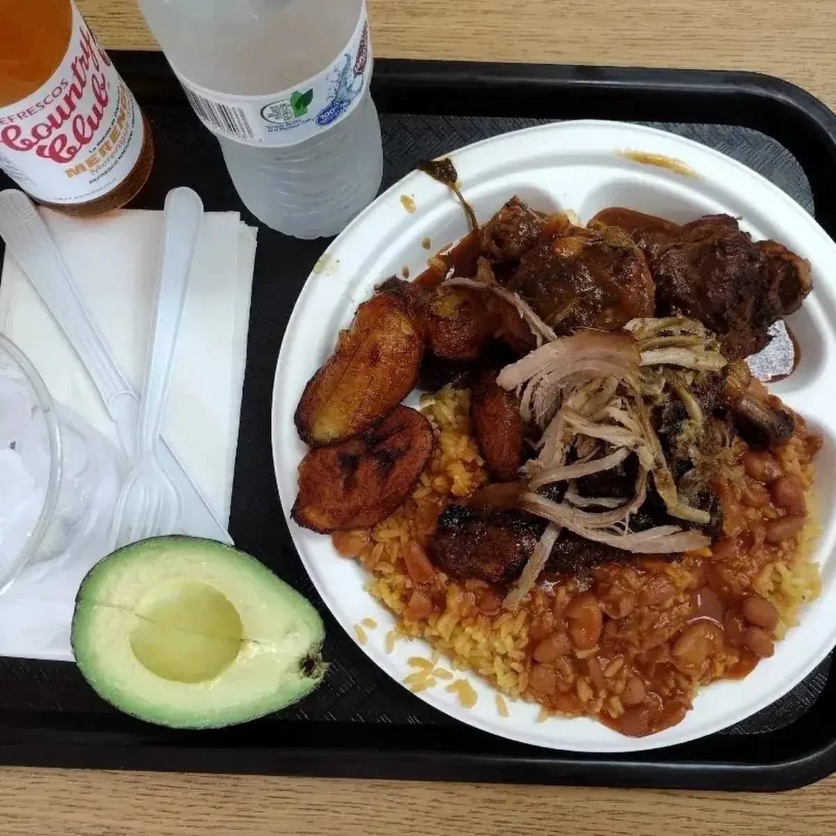 Pernil Pork Shoulder Yellow Rice Red Beans Chicken Stew