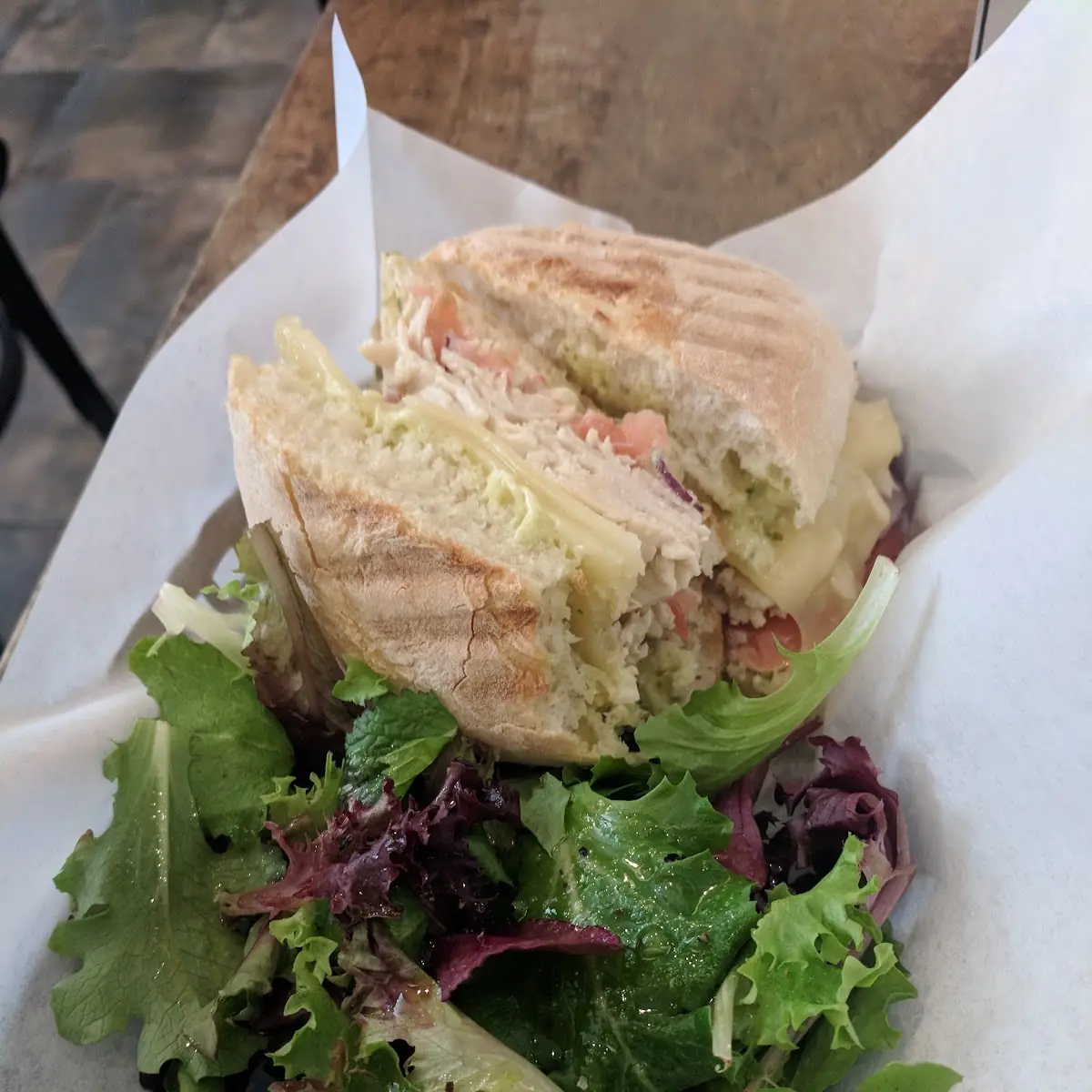 Basil Pesto Turkey Sandwich on Ciabatta Bread