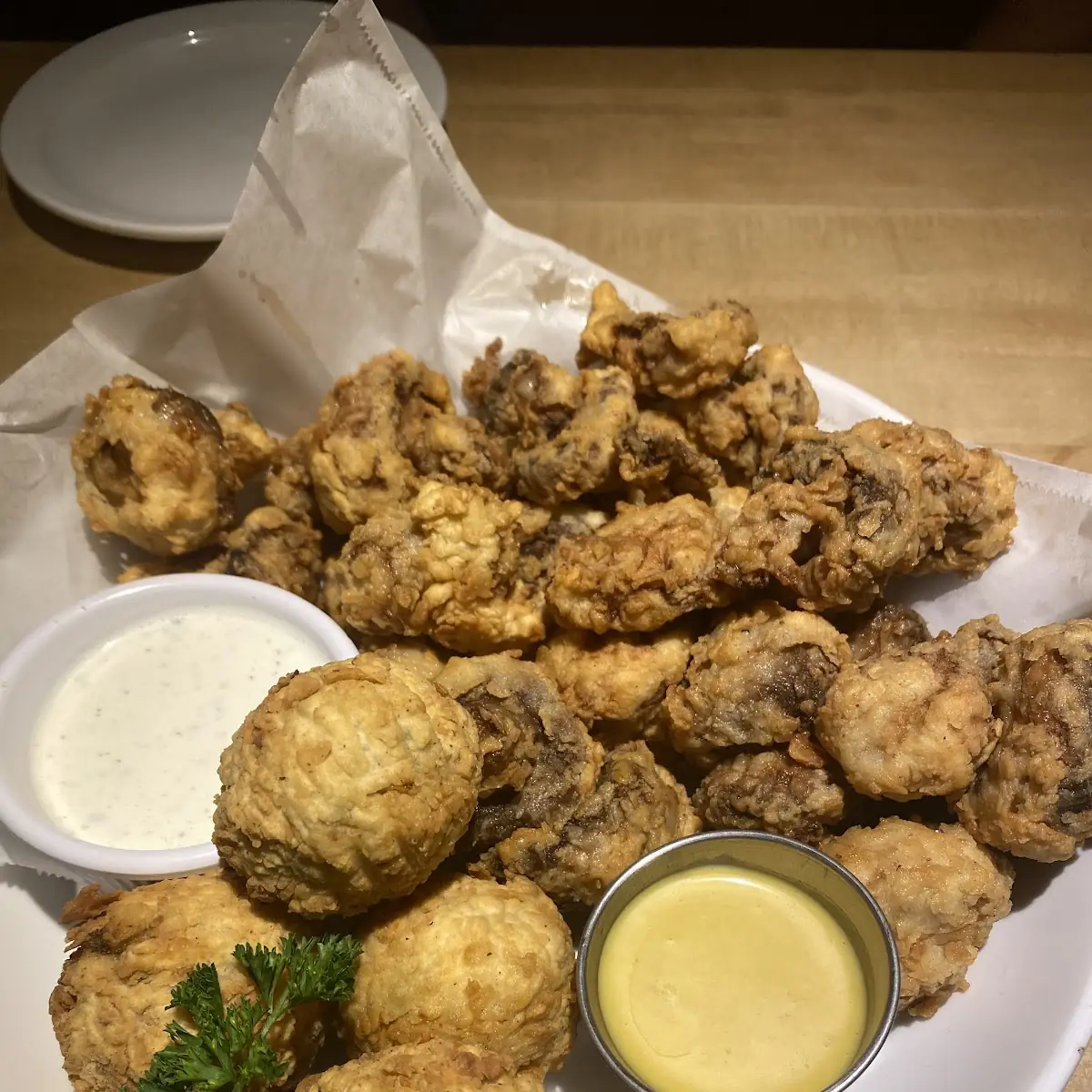 Fried Mushrooms Broccoli Bites Appetizer Platter