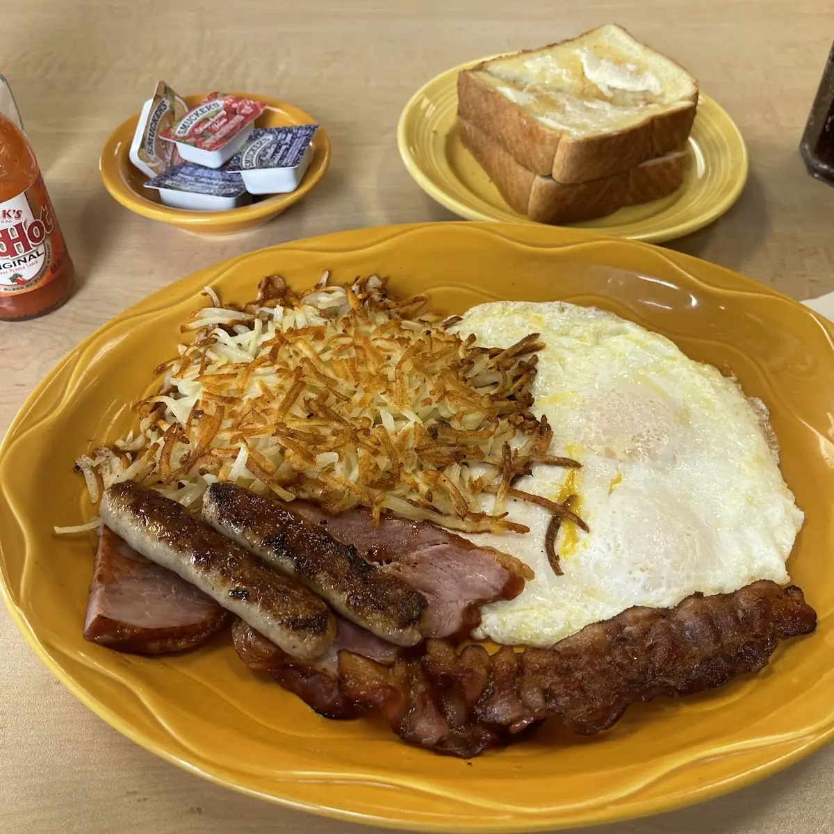 Two Eggs Hash Browns and Toast