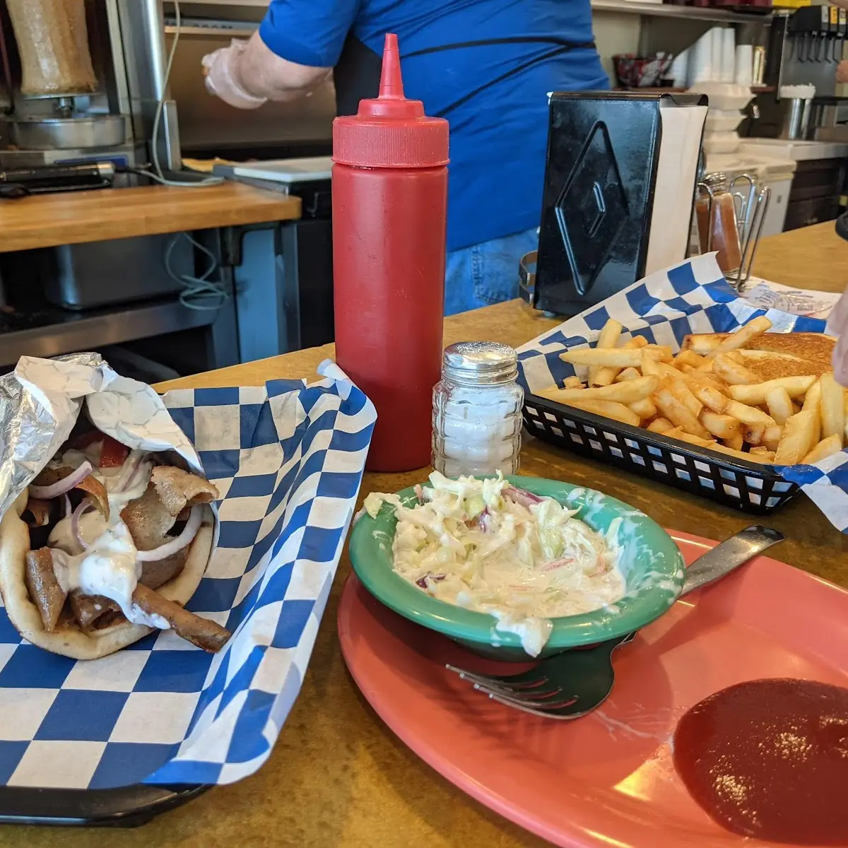 Gyro Burger and Fries