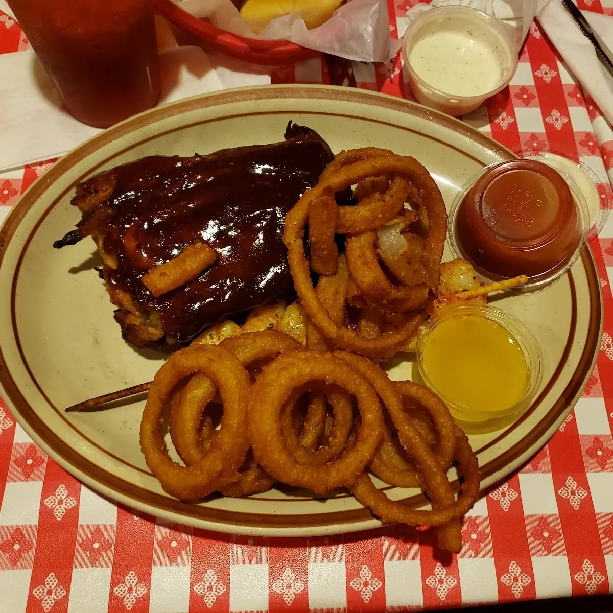 Ribs Onion Rings Shrimp