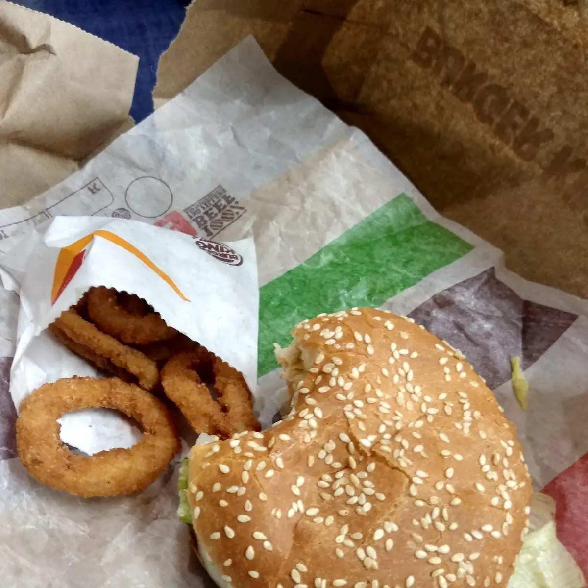 Cheeseburger Deluxe and Onion Rings