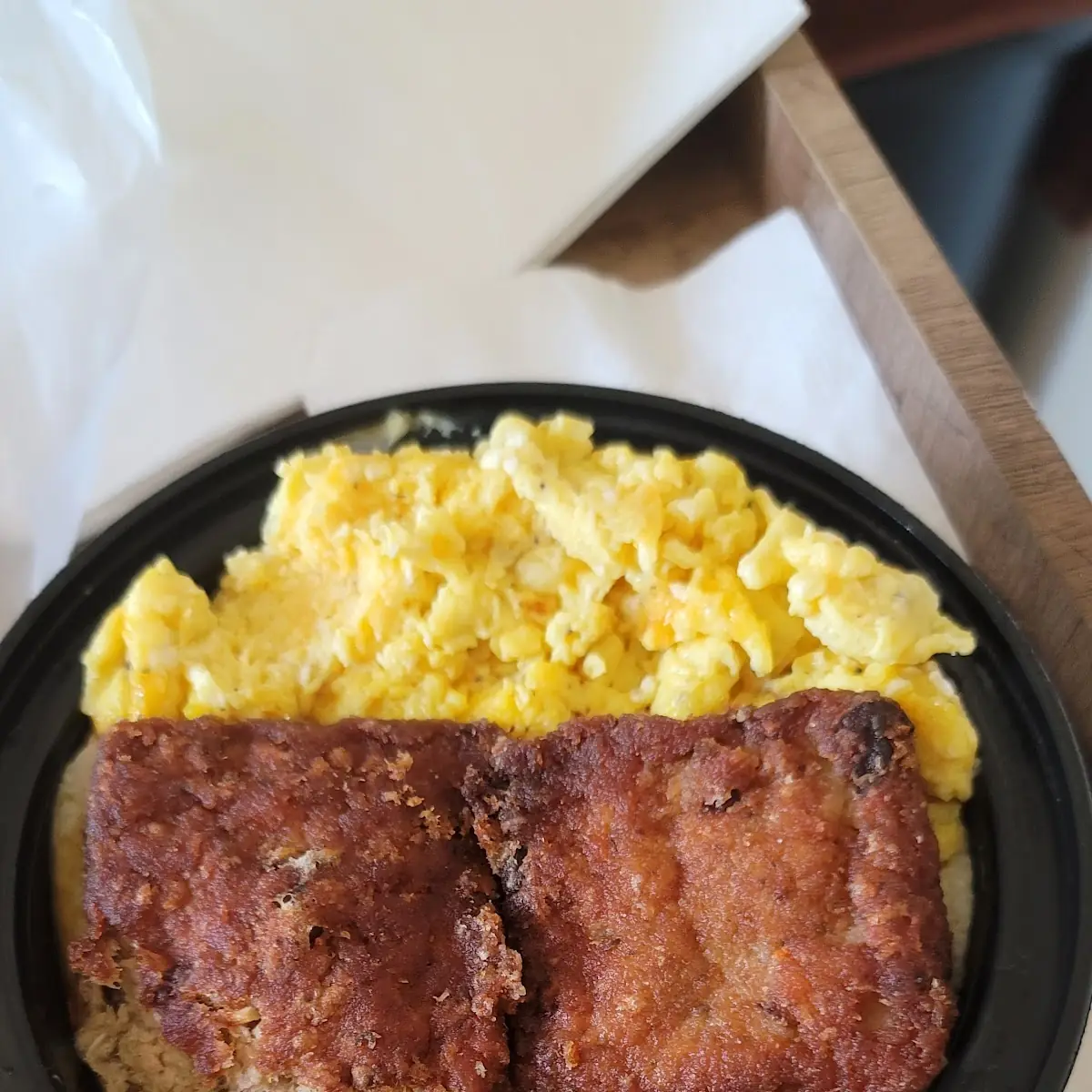 Salmon Cakes Cheese Grits Scrambled Eggs