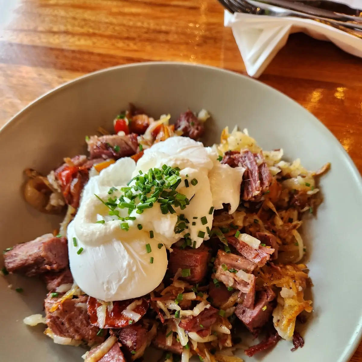 Corned Beef Hash with Poached Eggs