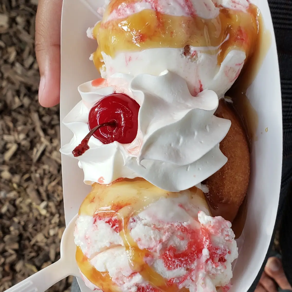 Strawberry Shortcake Cider Donut Sundae
