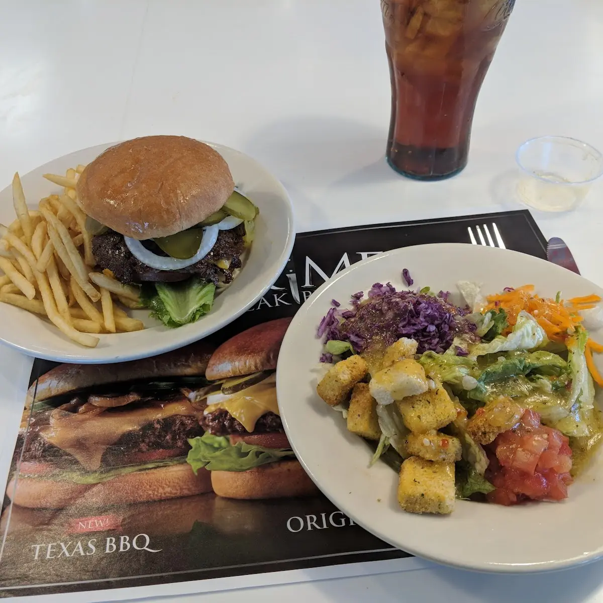 Double Cheeseburger and Side Salad