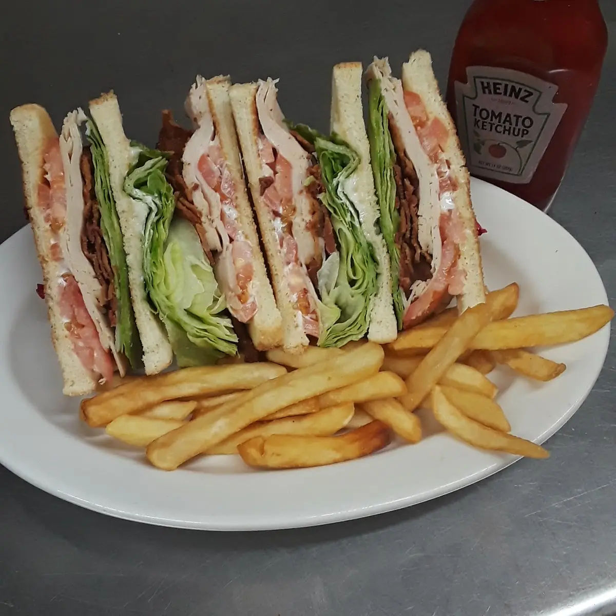 Turkey Club with Lettuce Tomato Bacon & Mayo