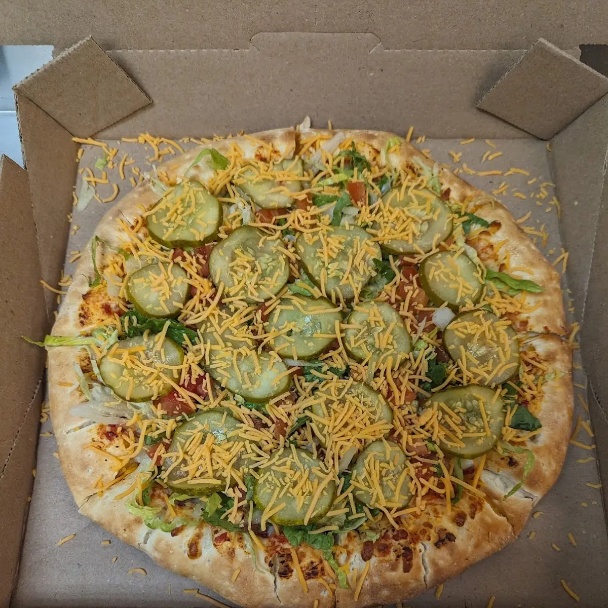 Bacon Cheeseburger Pizza with Pickles