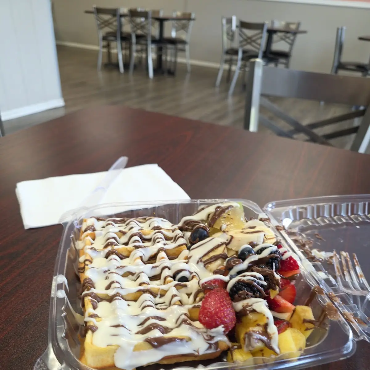 white chocolate with strawberry and bnana