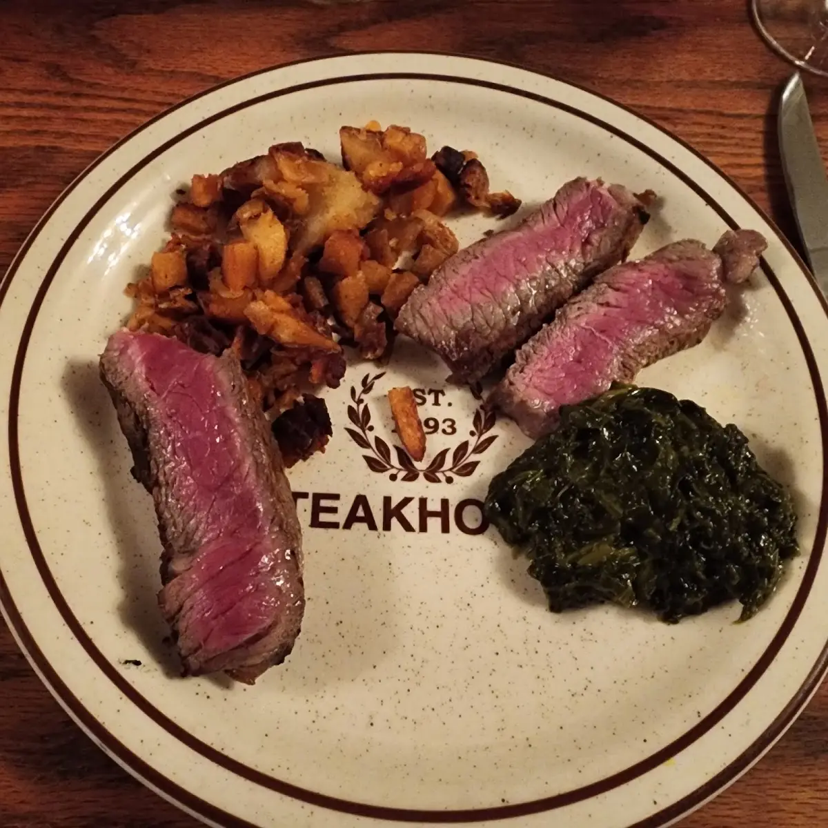 Steak German Potatoes Creamed Spinach