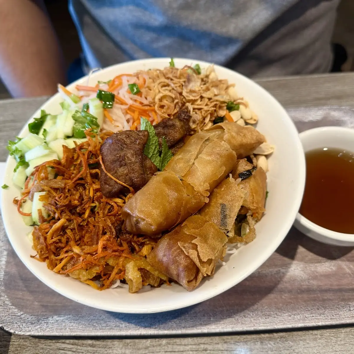 BBQ Porkless Vermicelli & Egg Rolls