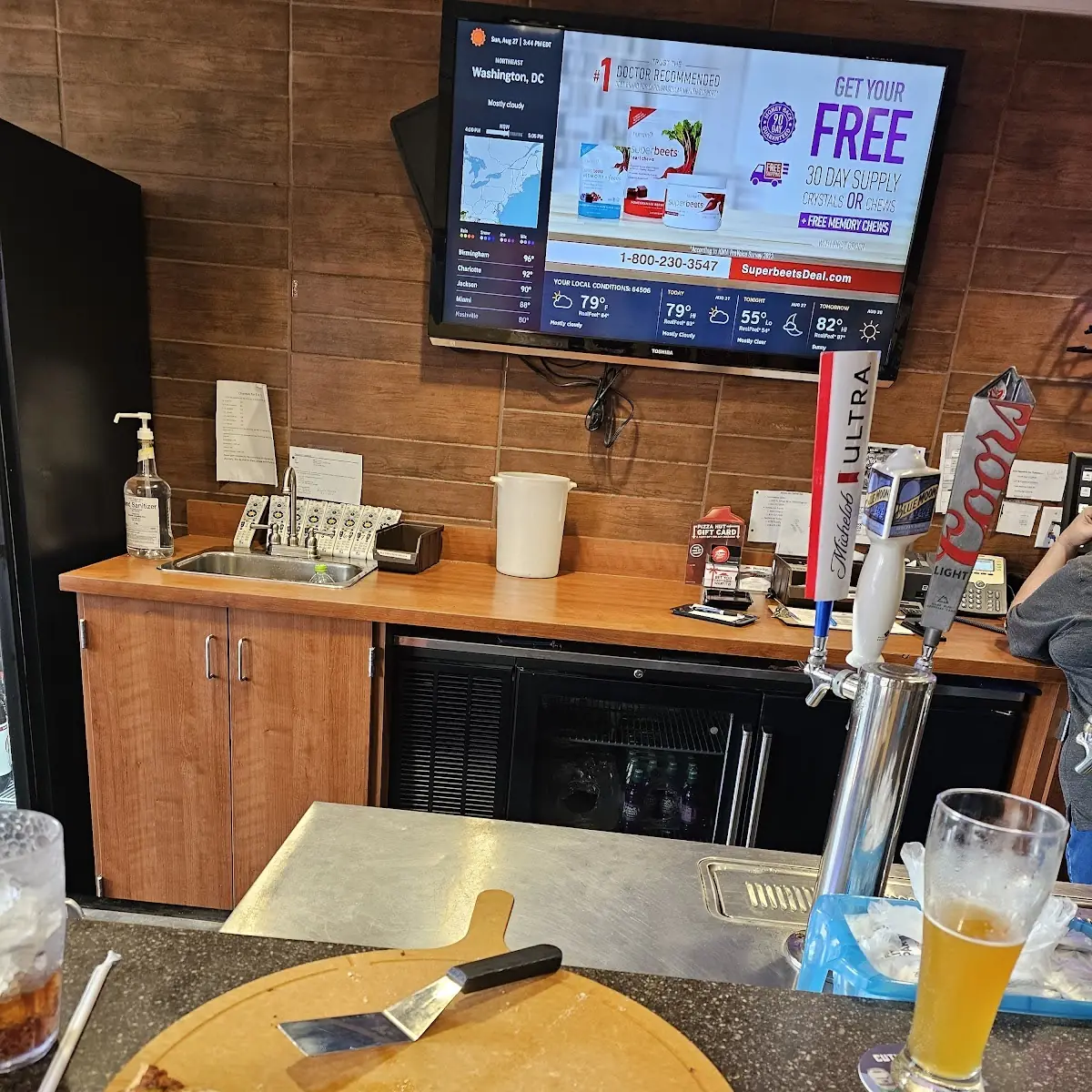 Blue Moon Belgian White Pizza Slice Big Screen for the Game