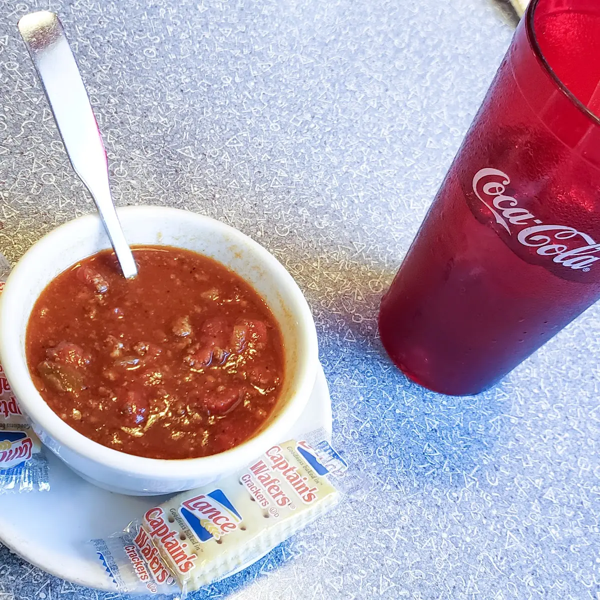 Chili Soup and Raspberry Iced Tea