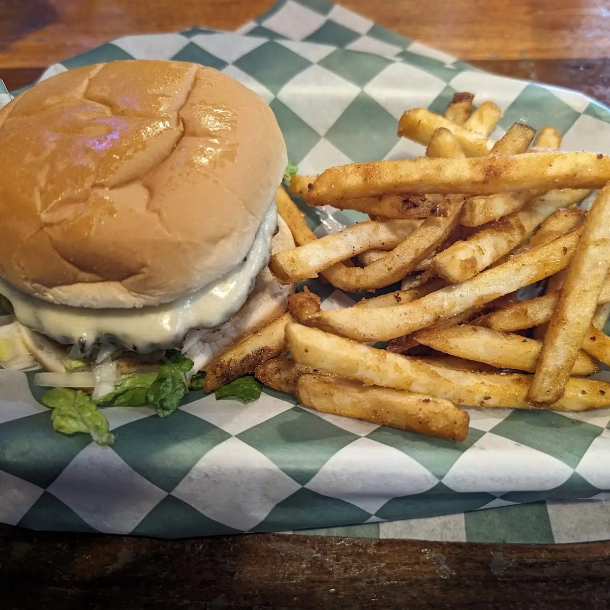 Cheeseburger and Cajun Fries
