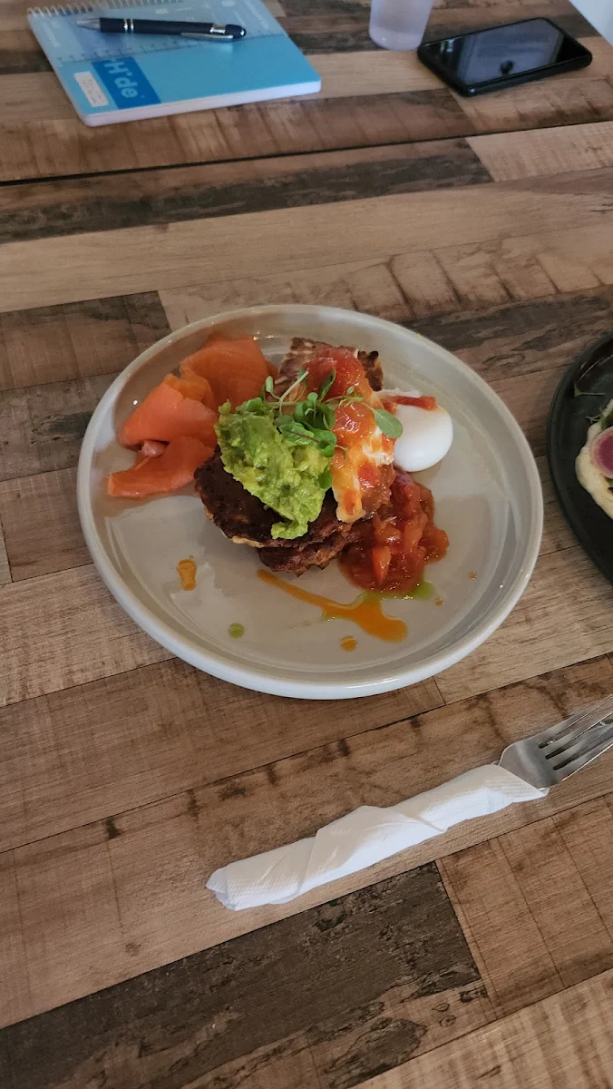 Corn Fritters with Smoke Salmon, The Dining & Co North Ryde