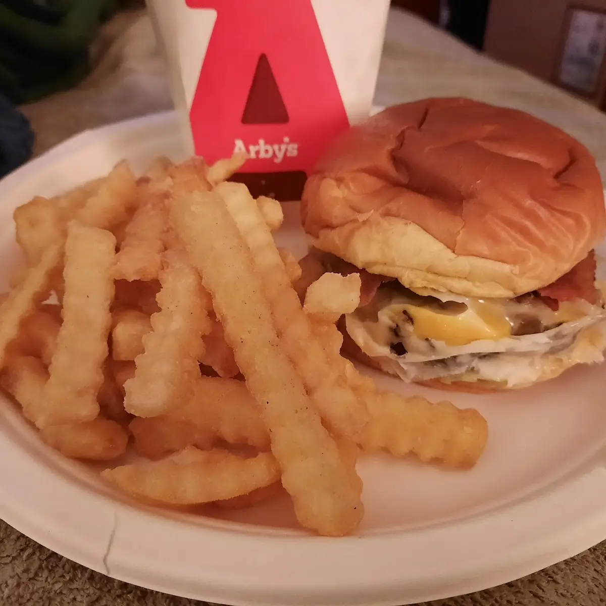 Big Cheesy Bacon Burger w Crinkle Cut Fries