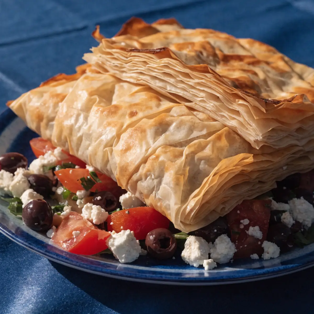 Spanakopita over Greek Salad