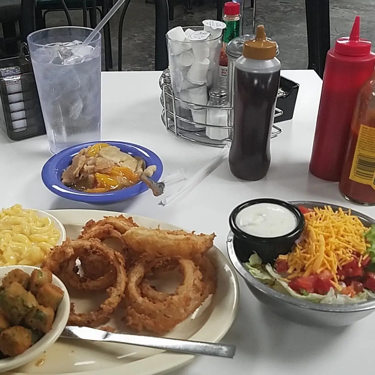 Veggie Plate with Peach Cobbler