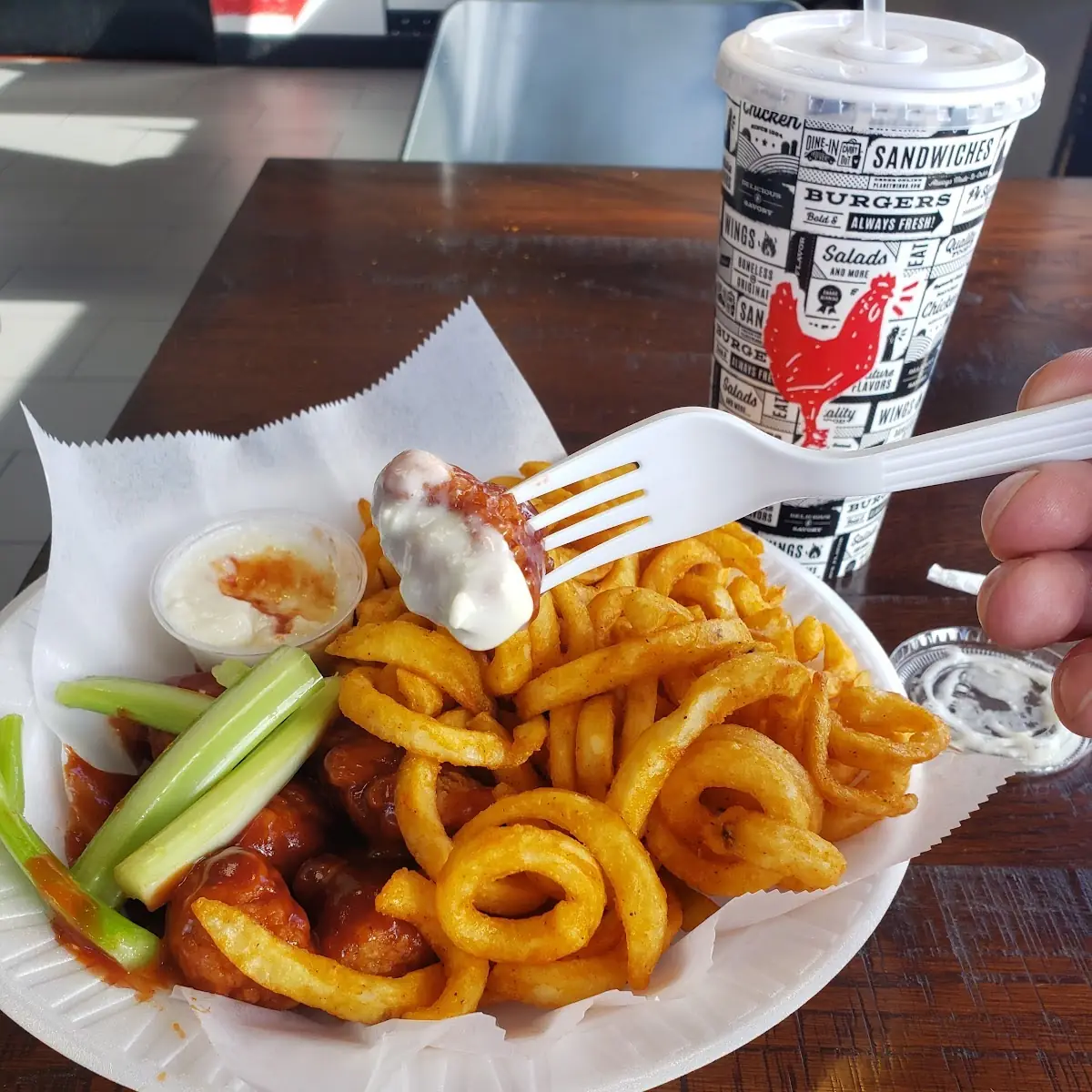 Hot BBQ Boneless with Curly Fries