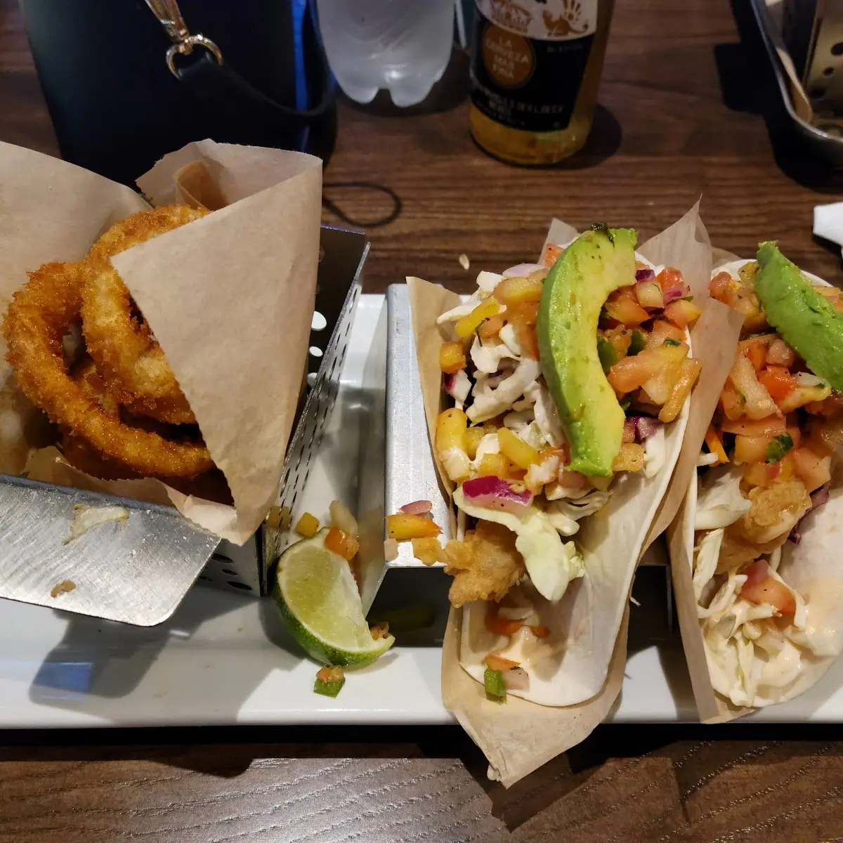 Fish Tacos & Onion Rings