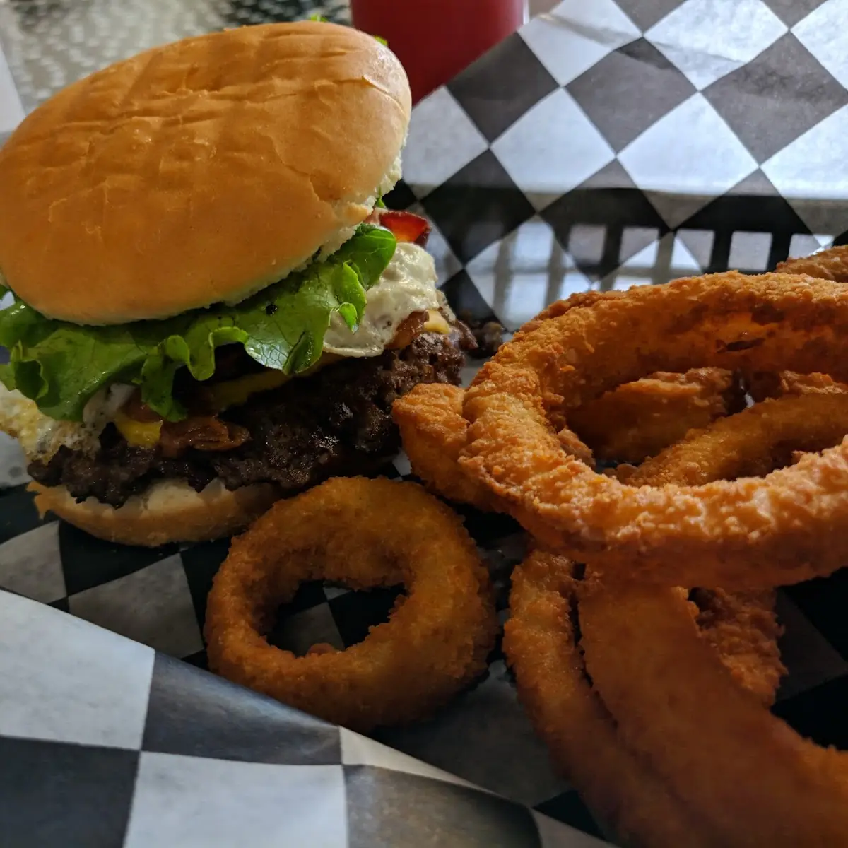 Onion Rings and Hamburger