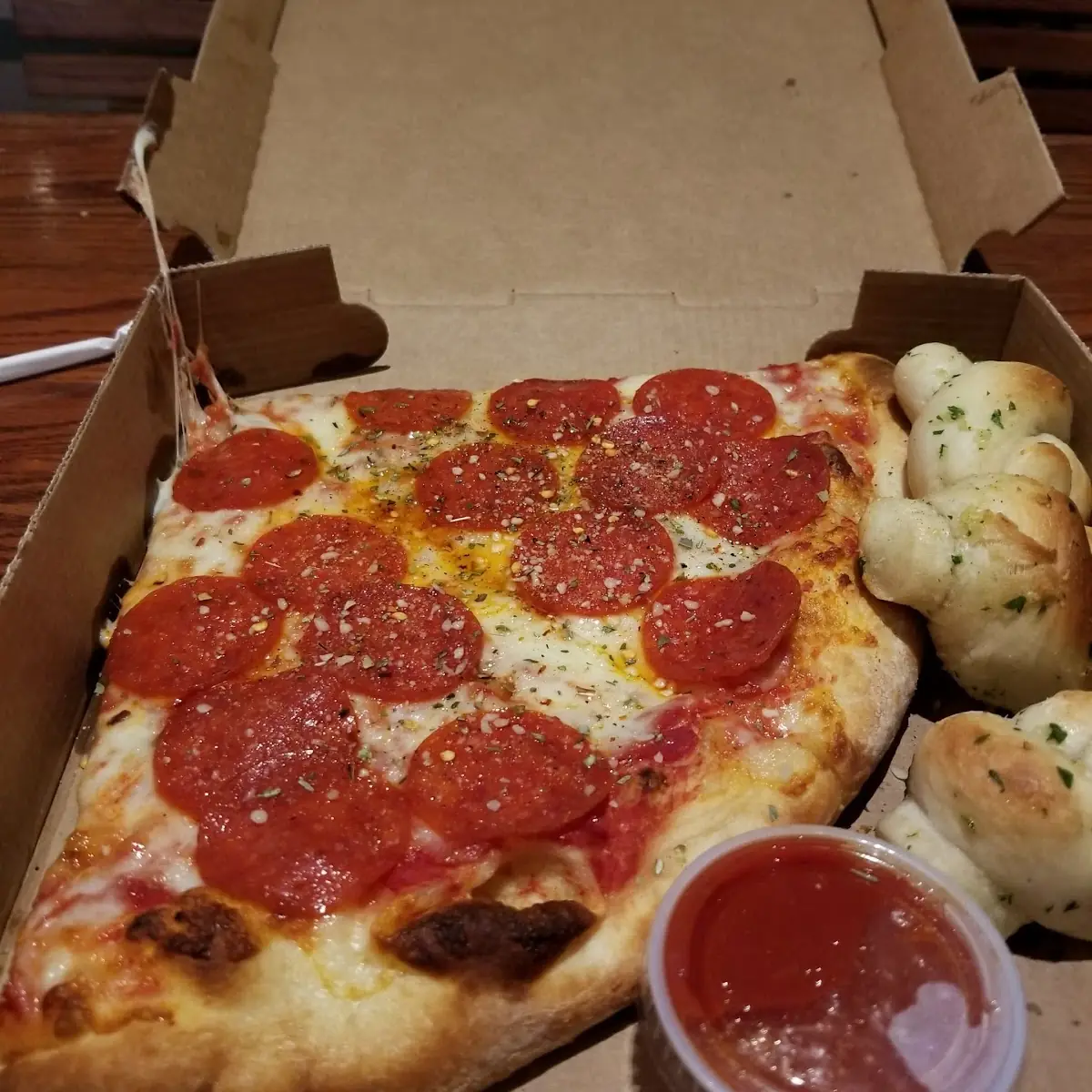 Pepperoni Pizza and Garlic Knots