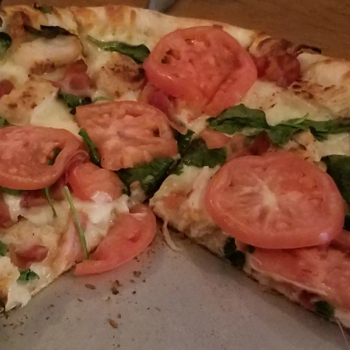 Chicken Bacon Tomato Spinach Pizza