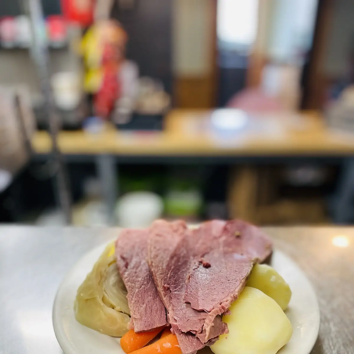 Corned Beef with Potatoes Carrots and Cabbage Happy St Patrick’S Day