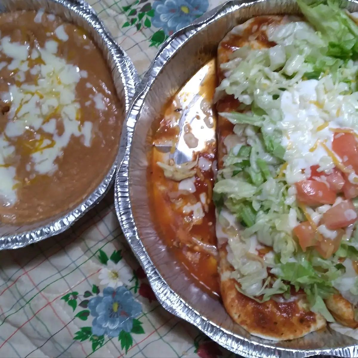 Burrito Deluxe and Refried Beans