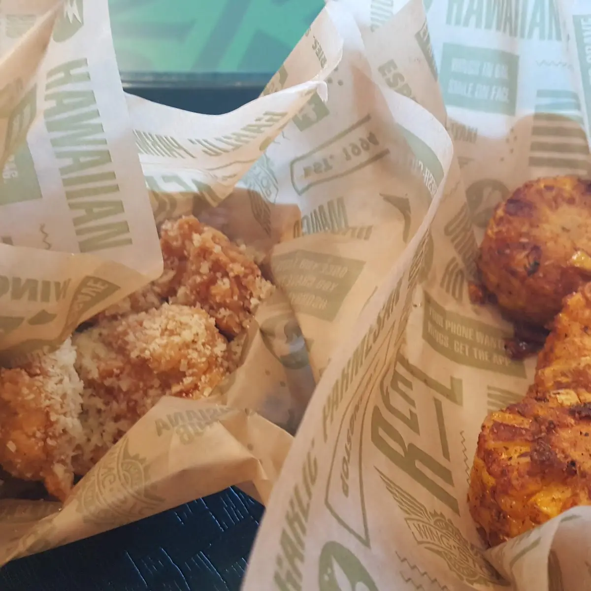 Hawaiian and Parmesan Boneless Wings with Cajun Corn