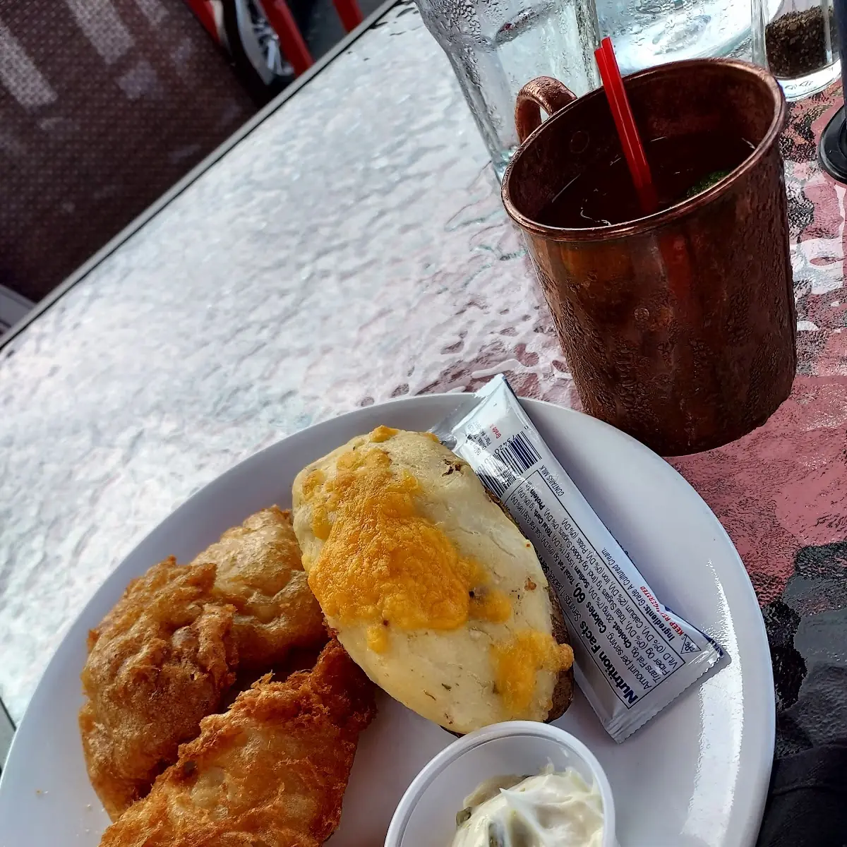 Friday Fish Fry Battered Cod with Twice Baked Potato
