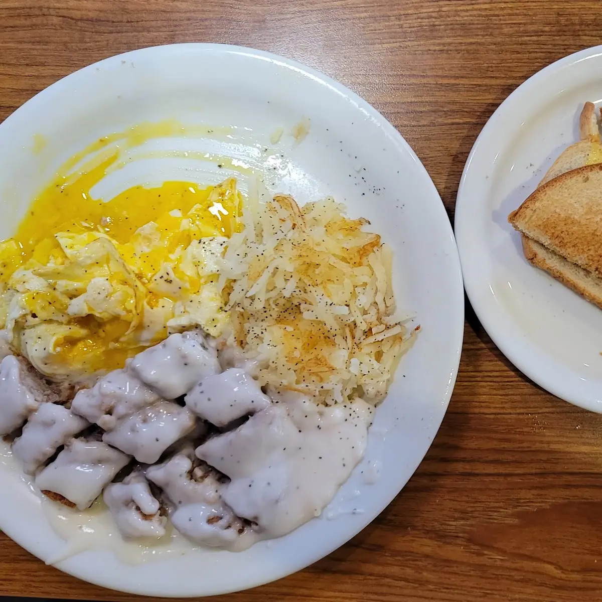 Chicken Fried Steak and Eggs and Toast