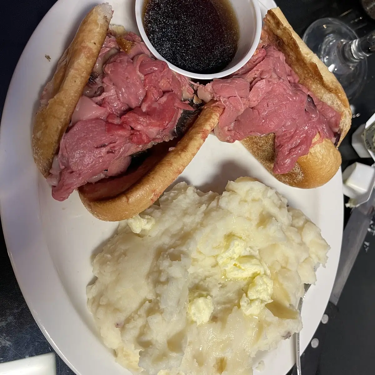 Prime Rib Sandwich with Mashed Potatoes
