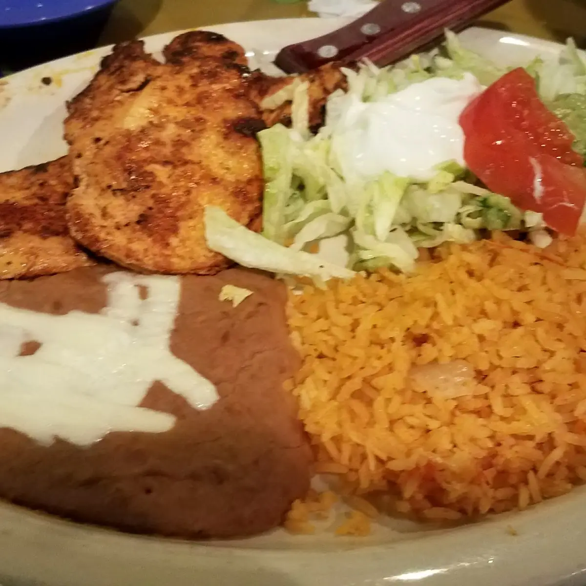 Chili Relleno Served with Rice and Beans