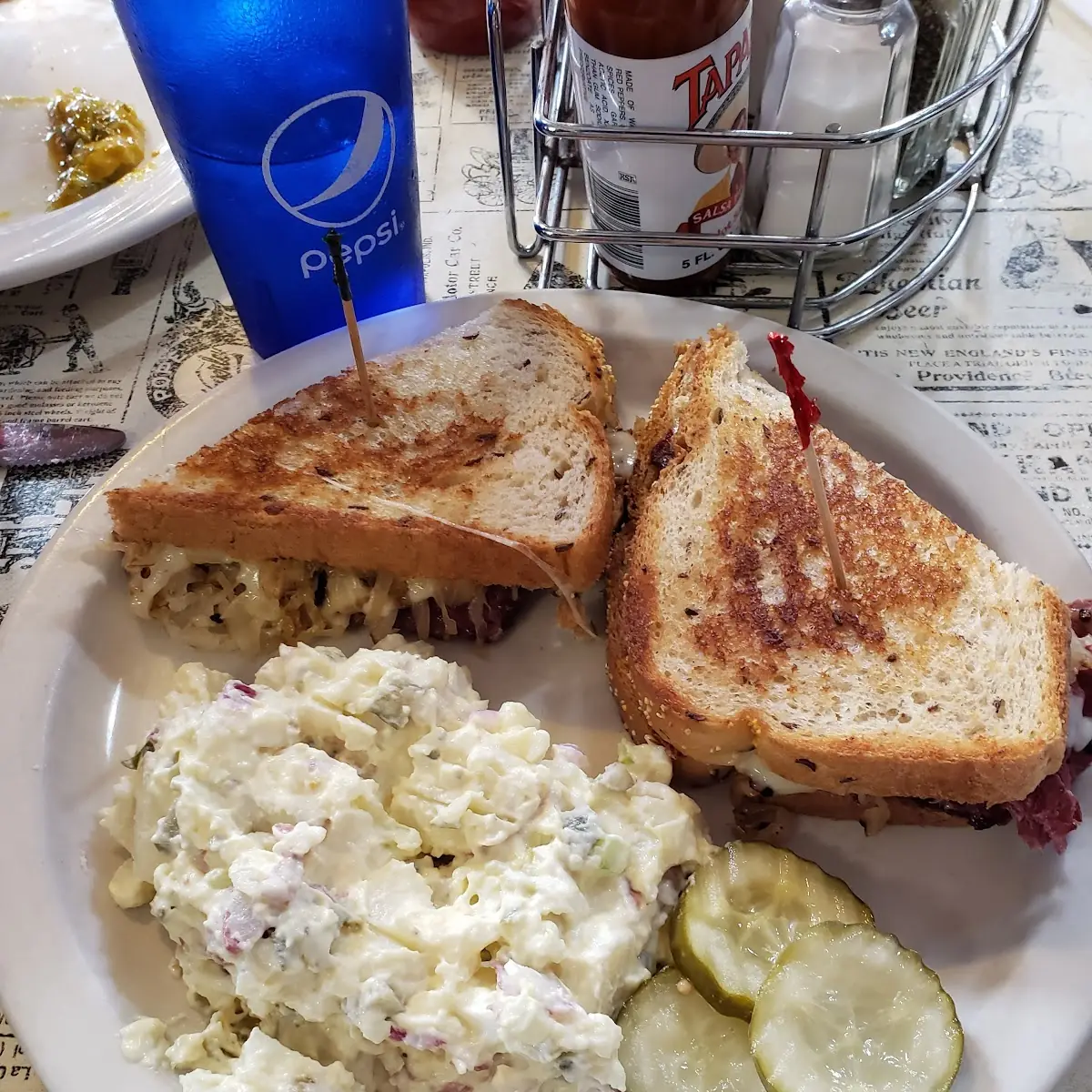Reuben Sandwich with Potato Salad