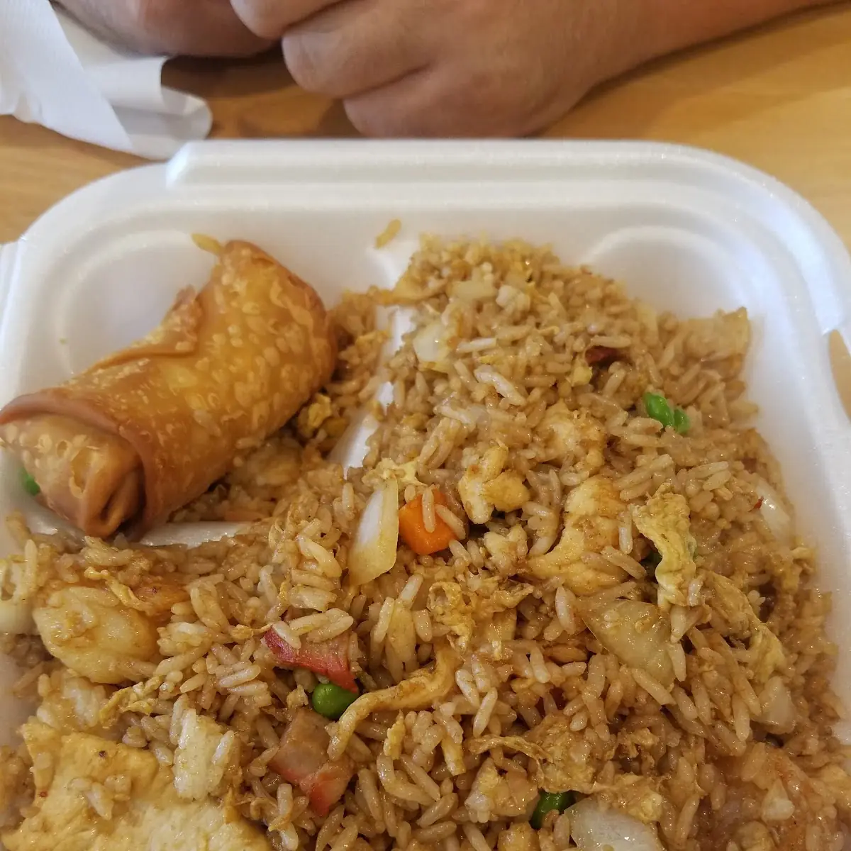 Combination Fried Rice with an Egg Roll